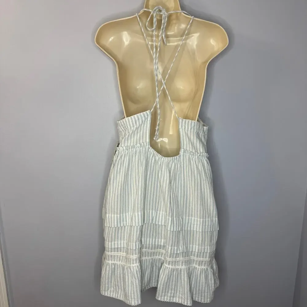 Free People Women's Desert Days Stripe Babydoll Mini Dress Beach Vacation Sz S